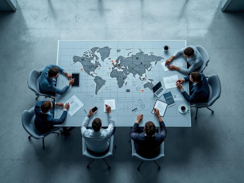 Team marketing che pianifica materiali locali per sedi multiple