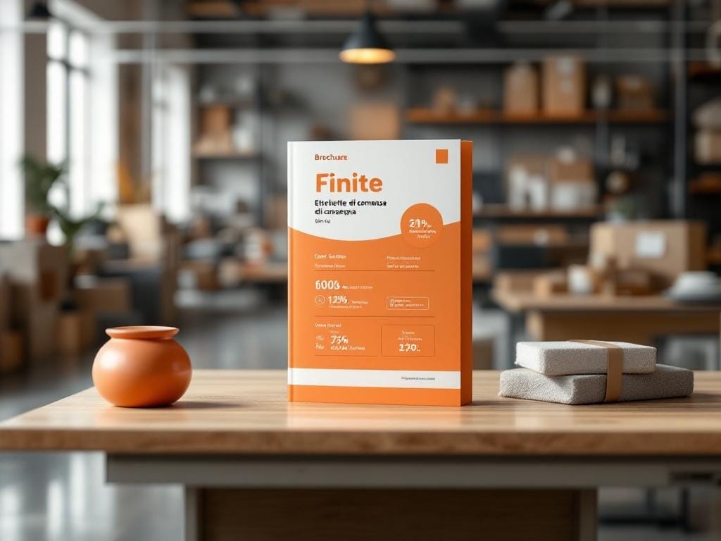 Brochure finite con etichette di commessa e consegna just in time.