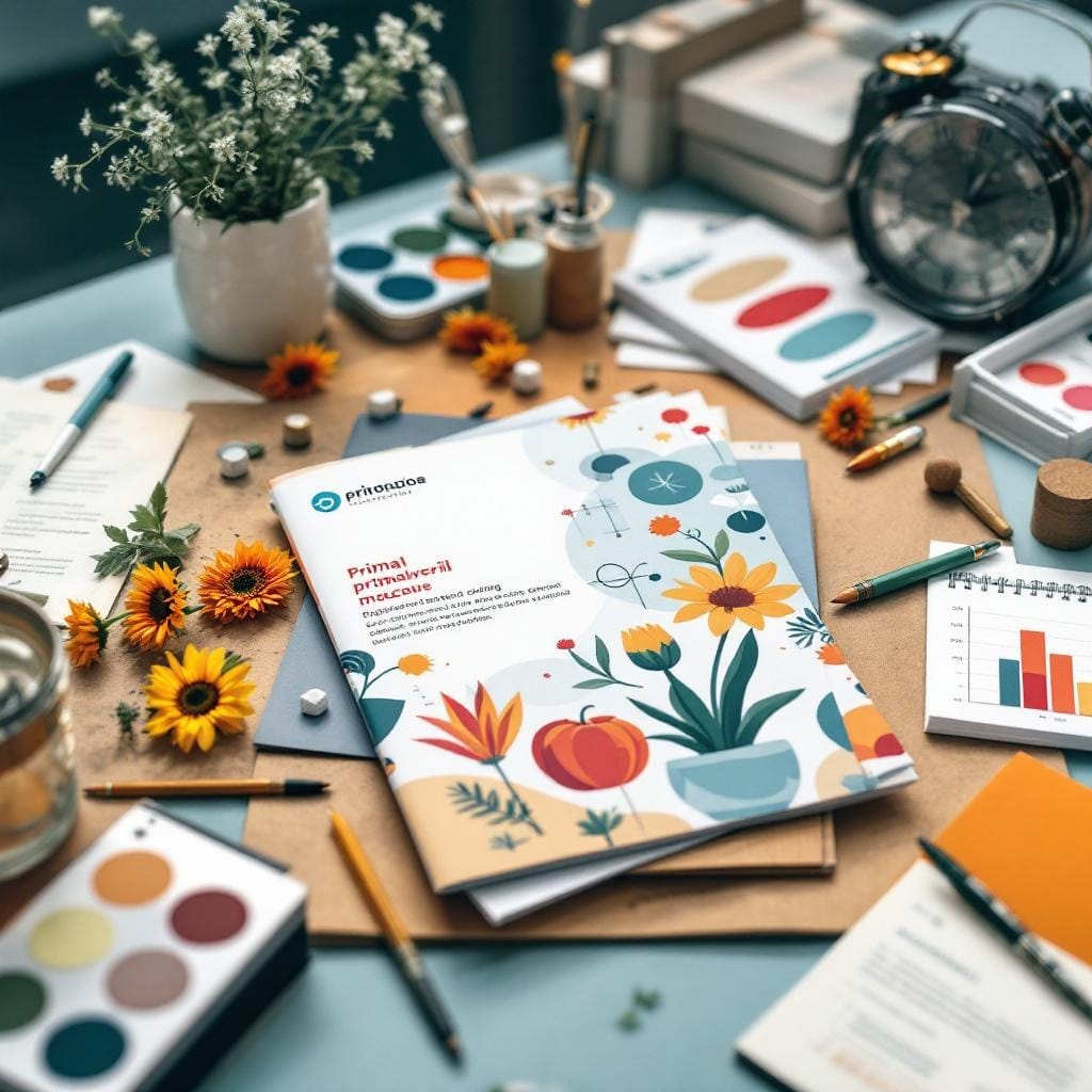 Campioni di brochure personalizzate primavera con materiali e varianti