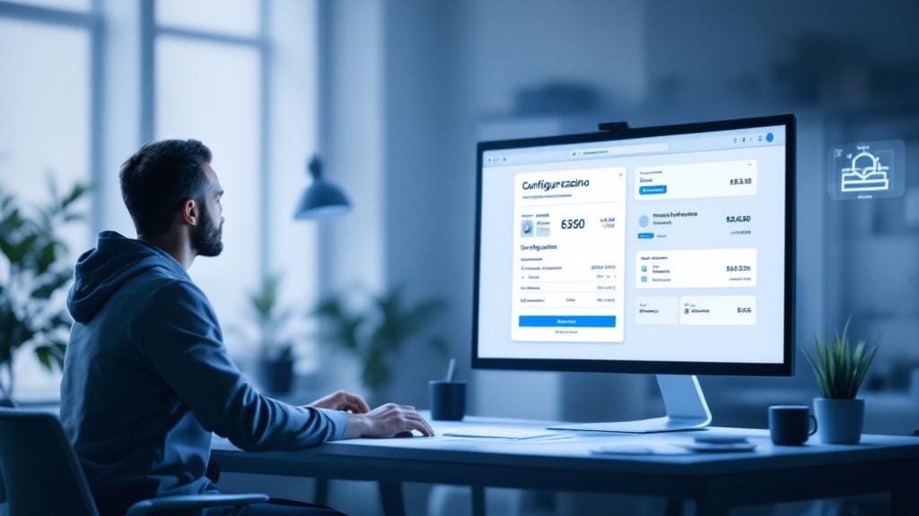 Responsabile prodotto analizza una configurazione di stampa online con formato, varianti e prezzo evidenziati