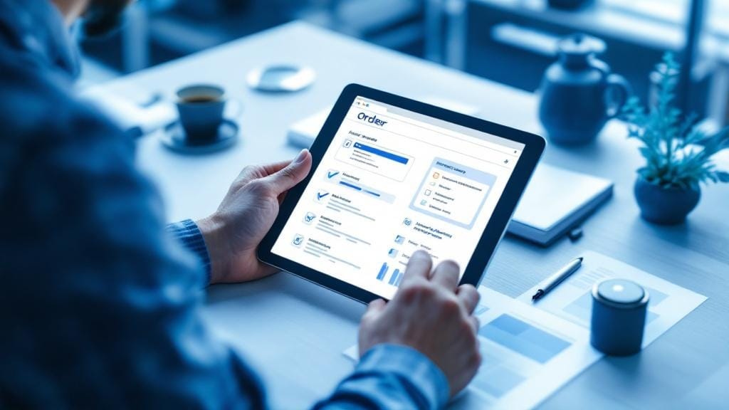 Responsabile di produzione con ordine online, checklist di approvazione e file di prestampa