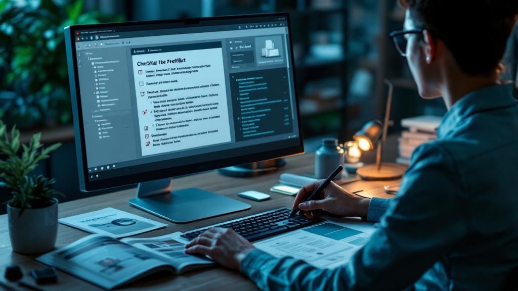 Responsabile di produzione verifica il preflight automatico per brochure personalizzate su un PDF con avvisi tecnici